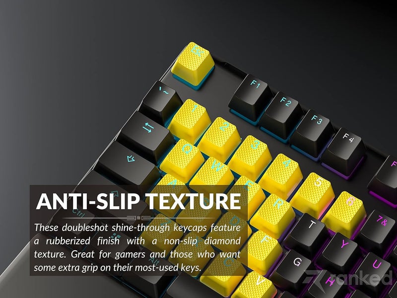 Ranked Rubber Keycap Set | Double Shot Translucent | OEM Profile for Mechanical Gaming Keyboard (Neon Yellow, 23 Keys) - Image 5